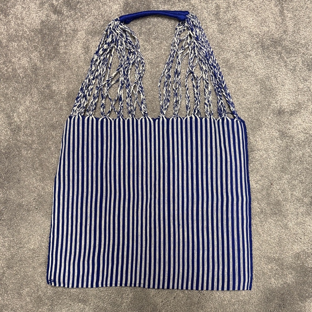 Mexican “Chiapas” style market bag. Royal blue and white. Never used.